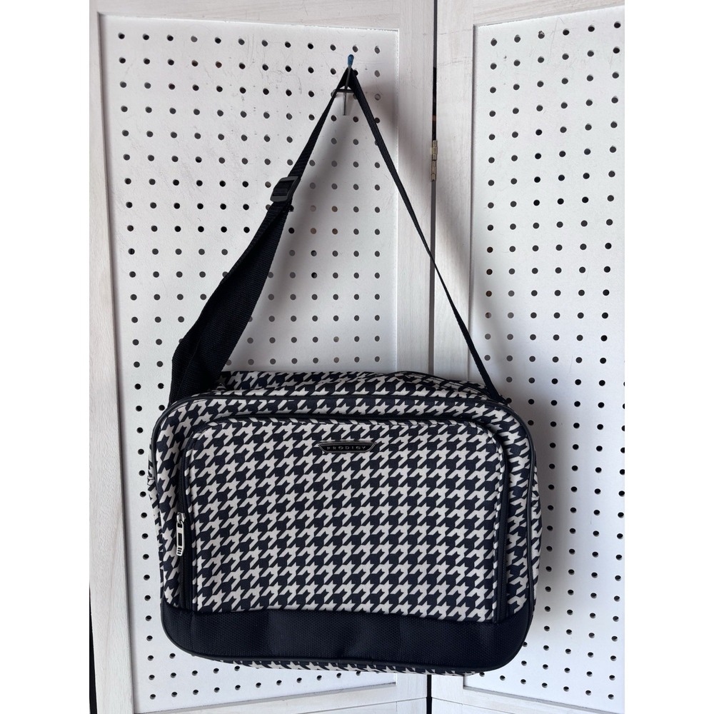 Prodigy Houndtooth Black & White Messenger Laptop Bag Crossbody Shoulder‎ Bag